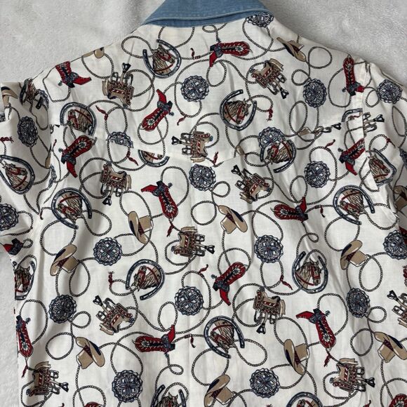Wrangler Shirt Womens Size Small Western Wear Cowboy Boots Button Up Rodeo VTG - Picture 10 of 11
